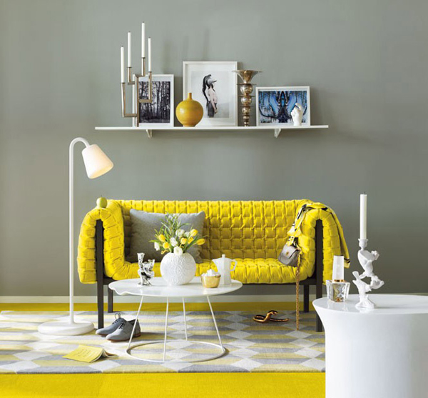 17 Yellow grey living room Boje u enterijeru: Žuta