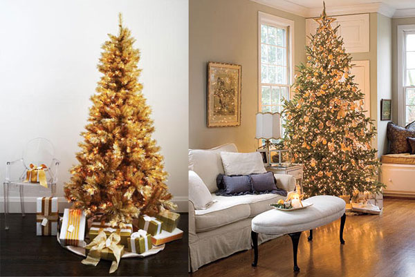 golden christmas trees Inspiracija za jelku