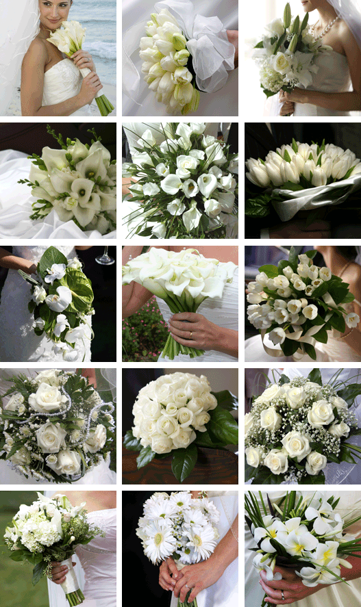 white bridal bouquets Bidermajer 