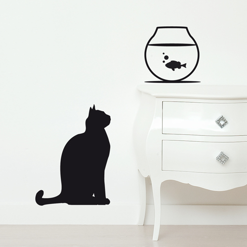 cat and fish1 Wall stickers: laka dekoracija zidova 