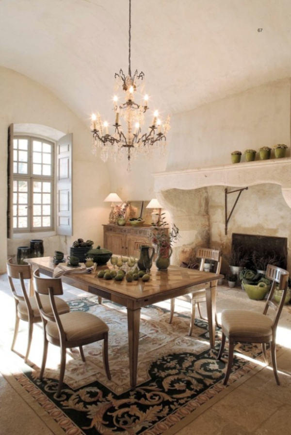 baroque style dining room oversized fireplace mantel 582x869 Trpezarija: Modern vs Vintage