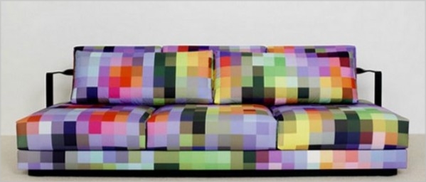 pixel couch purple green1 665x284 Piksel kao inspiracija za uređenje enterijera? Zašto da ne!