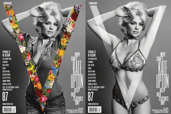 Dve naslovne strane časopisa V sa Kejt Modni zalogaj: Kate Upton za časopis “V” 