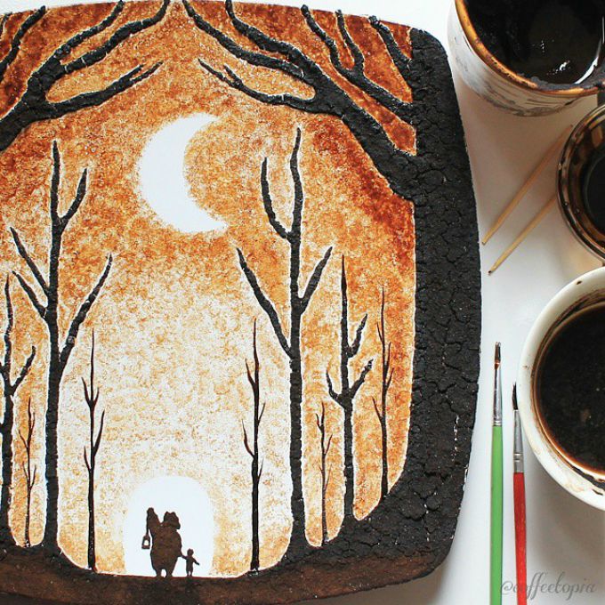 slikanje talogom od kafe 13 Umetnička dela nastala pomoću taloga od kafe
