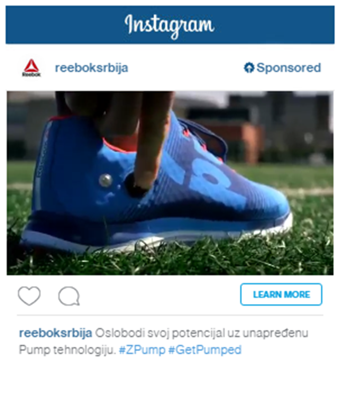 Reebok sponsored Premijerno na Instagramu u Srbiji: Reebok kampanja za novi ZPump Fusion 