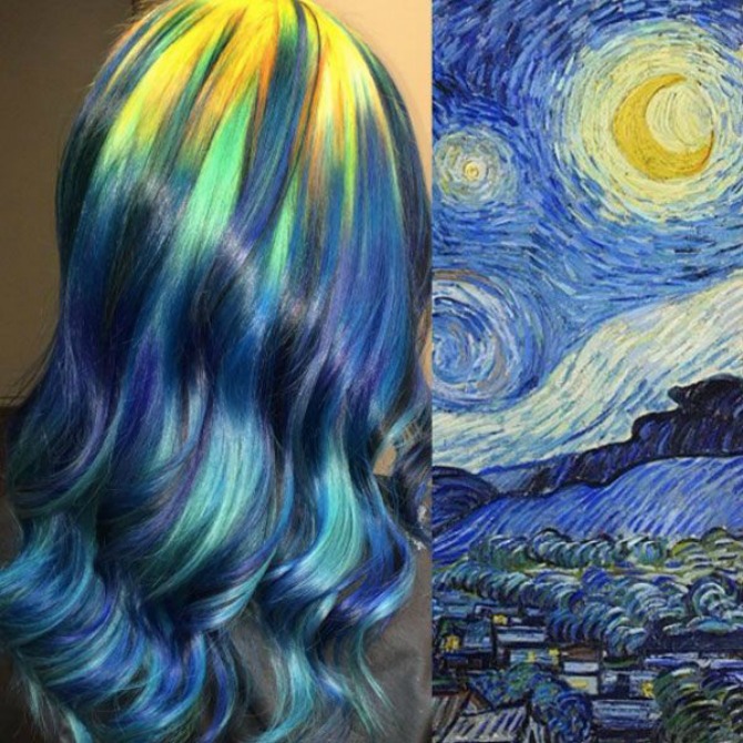 zvezdana noc Nova tehnika farbanja: Kosa kao slikarsko platno