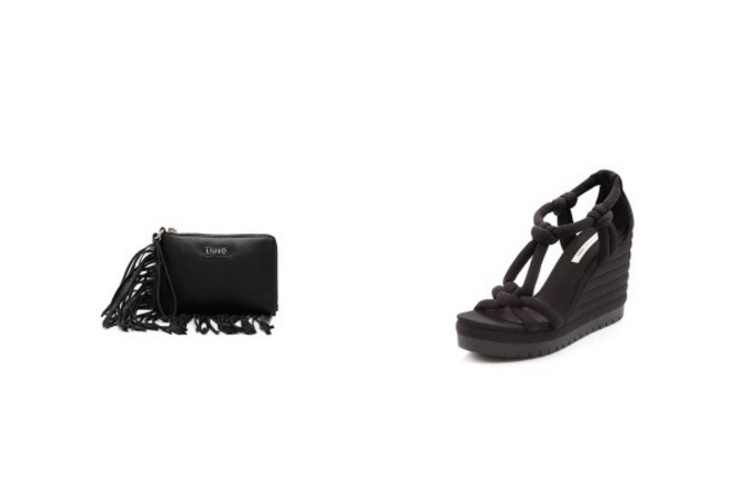 sandale i tasna Cvetna haljina i crni aksesoari su PRAVI izbor za tebe!