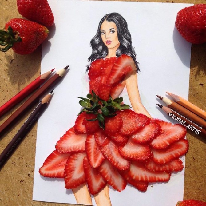 ilustracija 4 Jermenijski modni ilustrator kreira neverovatne haljine od hrane