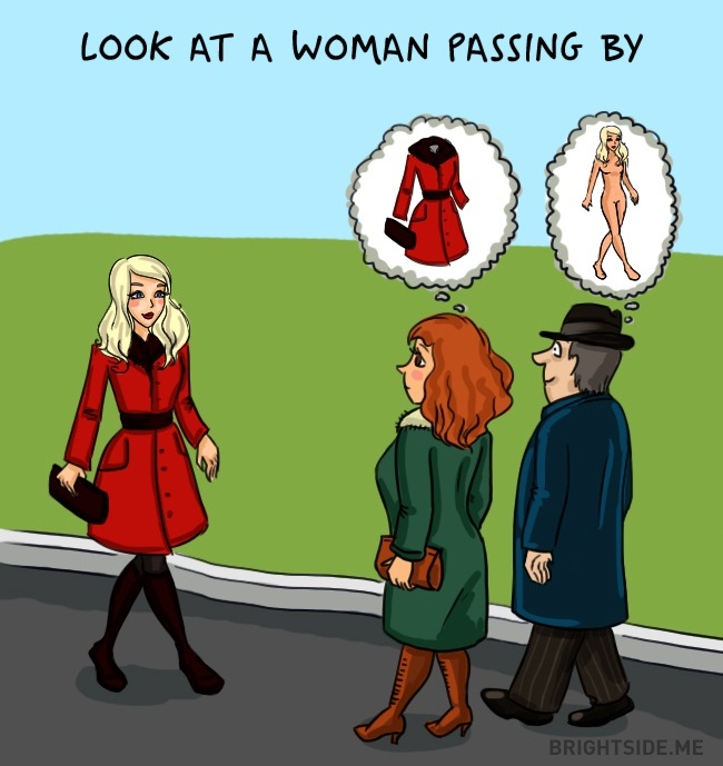 kad prolazi zena Duhovite ilustracije koje pokazuju koliko su žene i muškarci različiti
