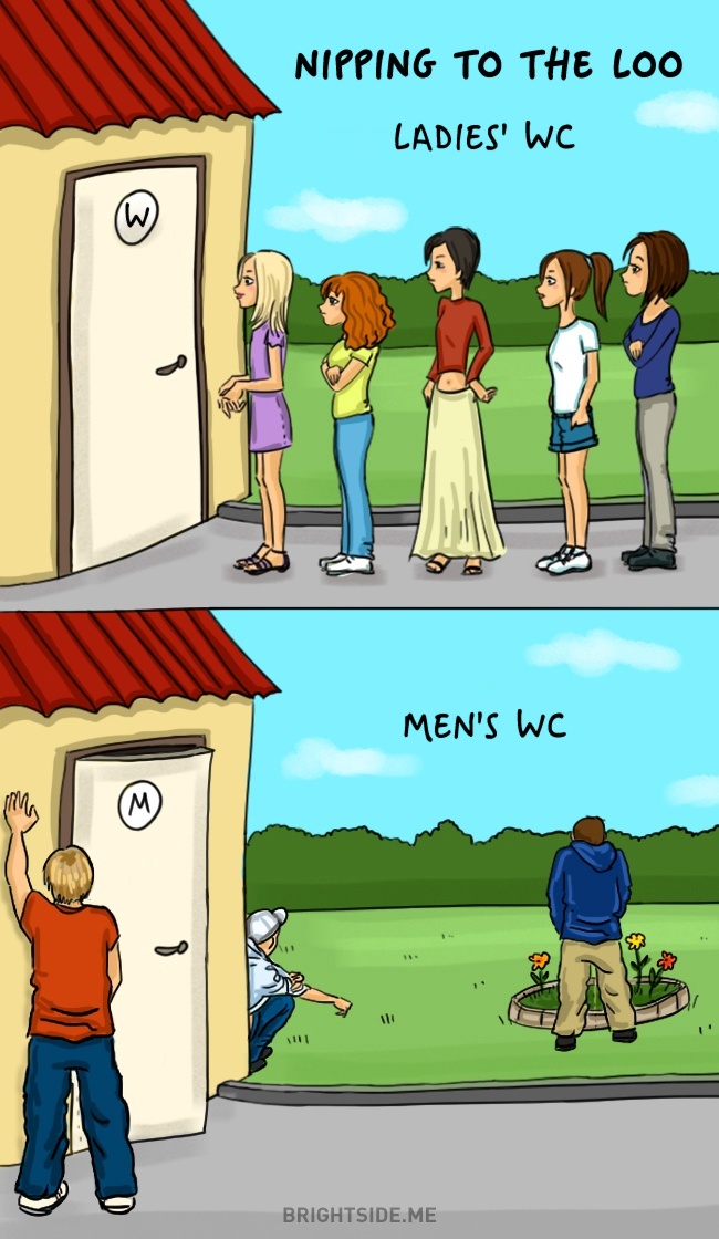 wc Duhovite ilustracije koje pokazuju koliko su žene i muškarci različiti