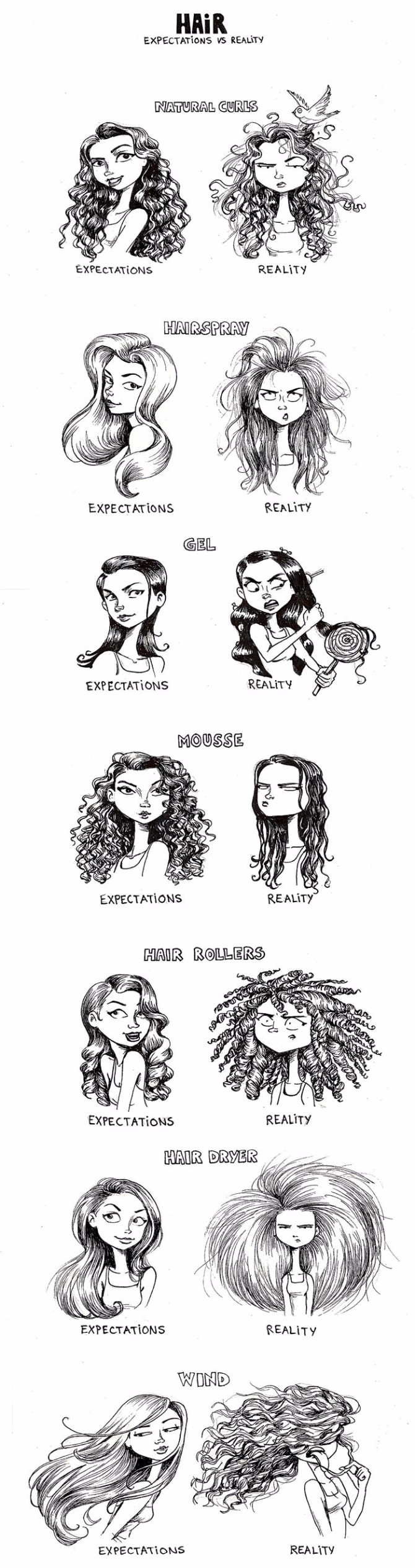 ilustracije5 Ženski problemi sa kosom koje muškarci nikada neće razumeti (ILUSTRACIJE)
