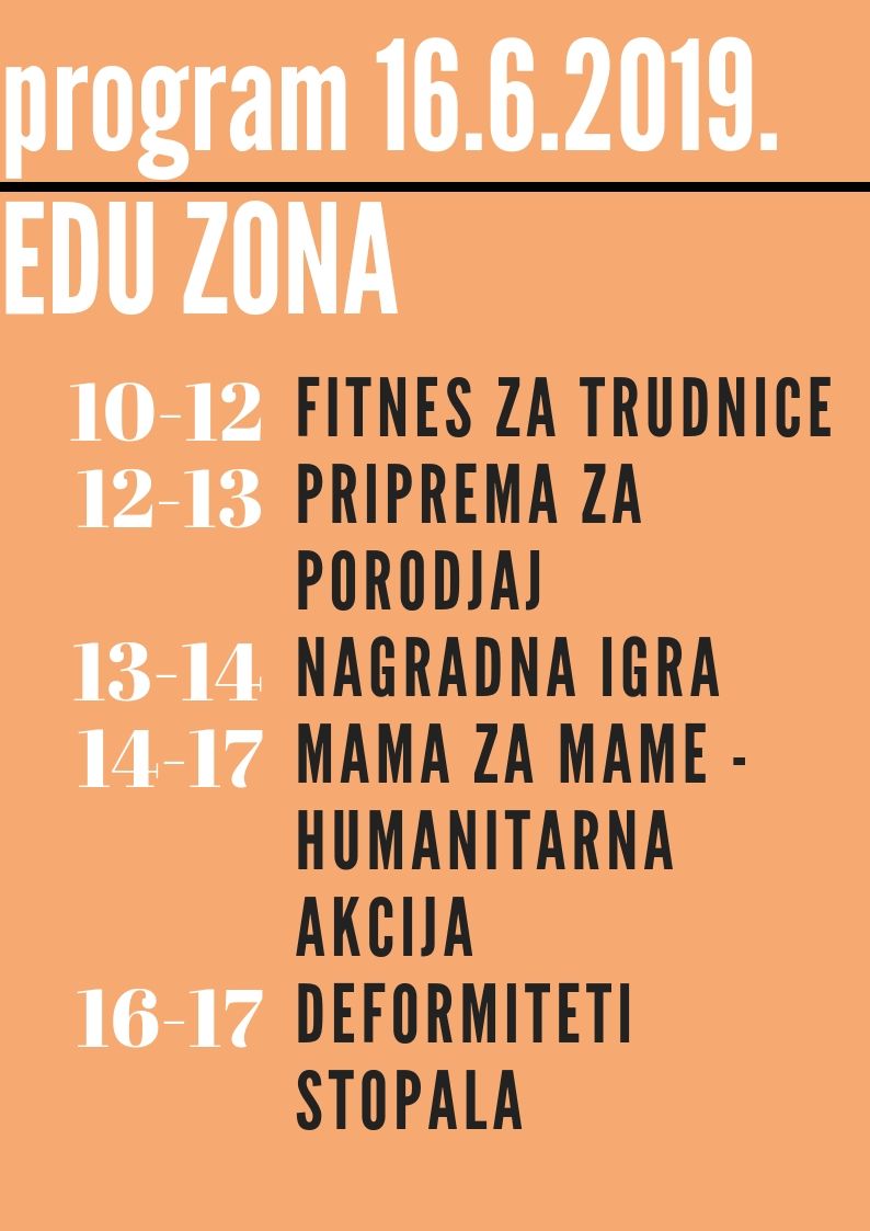 program 16.06.2019. edu zona Prvi Bejbi fest: Za radoznale i preduzimljive mame