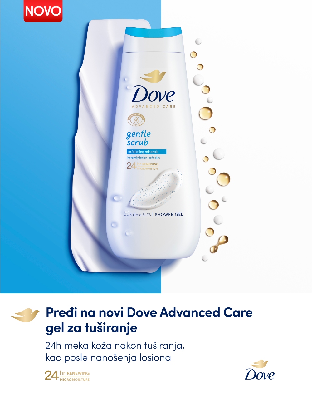 Dove ADVANCED CARE Vertical SRB Dove Advanced Care gel za tuširanje: Hidratacija i nežnost za vašu kožu