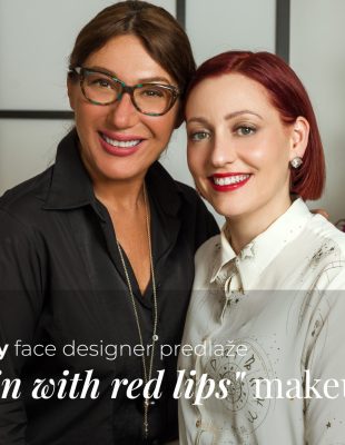 Summer glass skin makeup look with red lips inspired by Armani beauty